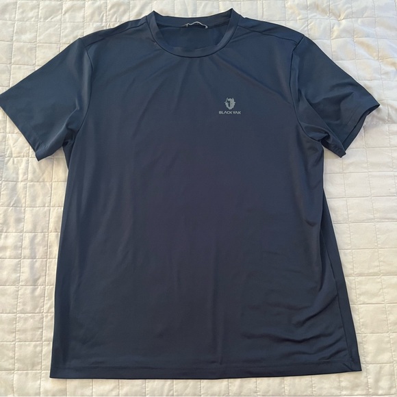 Black Yak Men's Shirt Blue Short Sleeve Performance Crew Neck Tee EUC  105 M-L - Picture 1 of 8